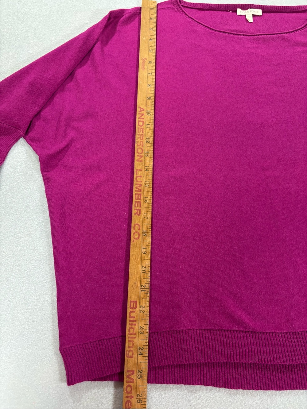 Eileen Fisher Magenta organic cotton/ cashmere Dolman boxy Sweater XL - Picture 5 of 8